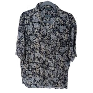 Lyle & Scott Scotland L Shirt Short Sleeve Button Up Floral Pocket Silk & Bamboo